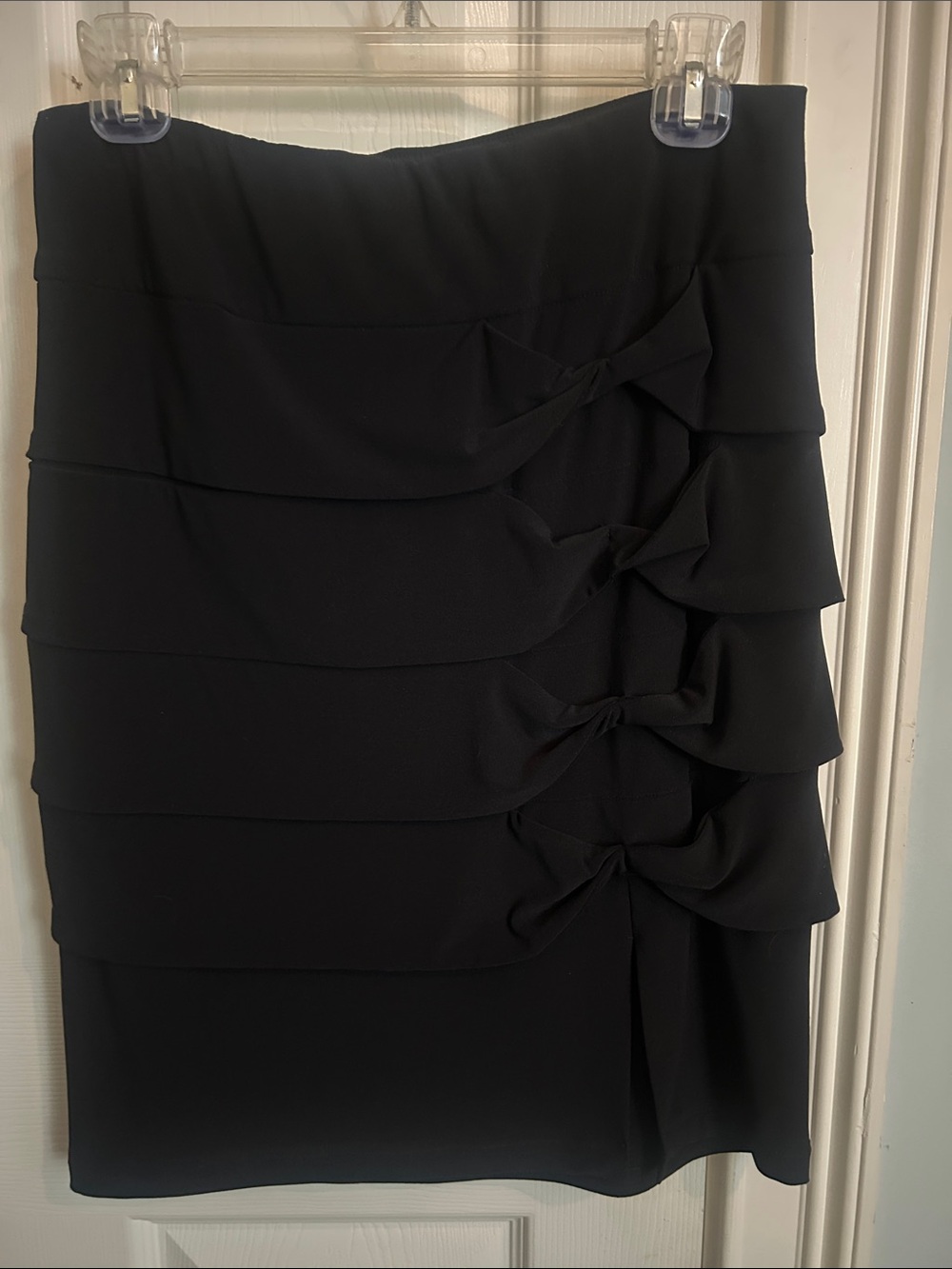 Joseph Ribkoff Black Tiered Bow-Detail Pencil Skirt